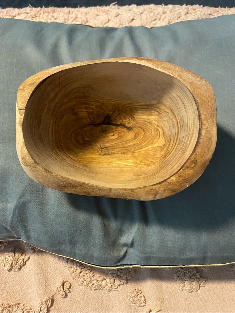 Handcrafted Natural Olive Wood Bowl in Honey Brown